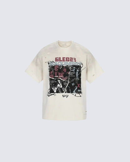Vintage Rock Graphic Distressed Print Short Sleeve