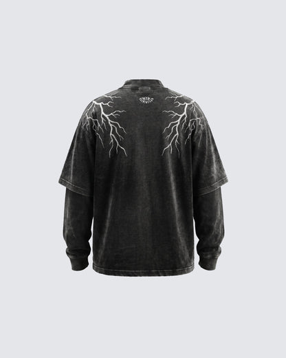 LIGHTNING Series | Washed Layered Long Sleeve T-Shirt