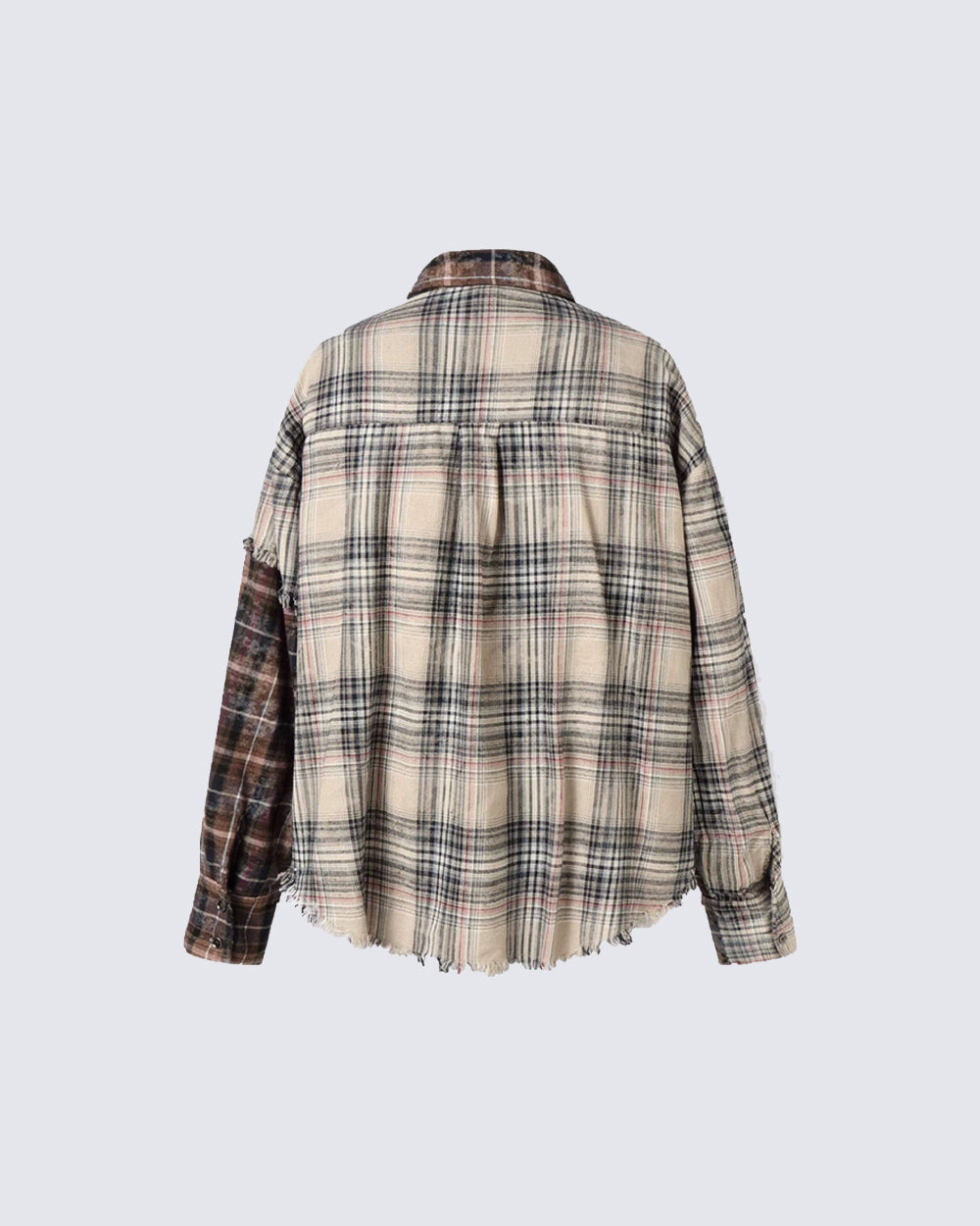 Patchwork Plaid Deconstructed Shirt