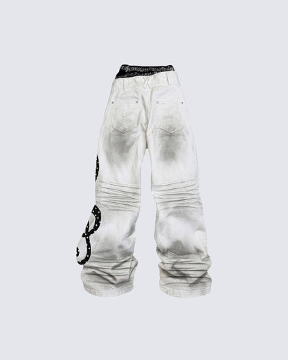 Subculture Inspired Distressed Flared Denim Jeans