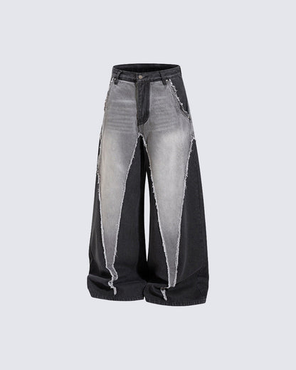 Vintage Washed Patchwork Denim Pants