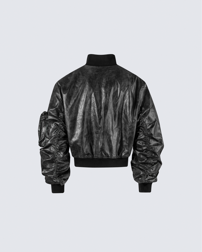 Padded Faux Leather  Jacket