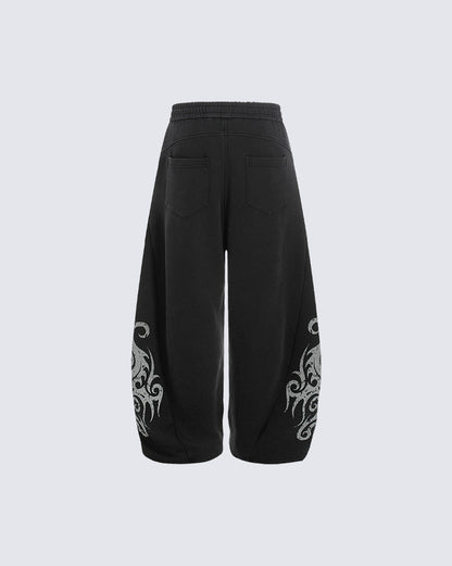 New Tribal Print Wide-Leg Sweatpants