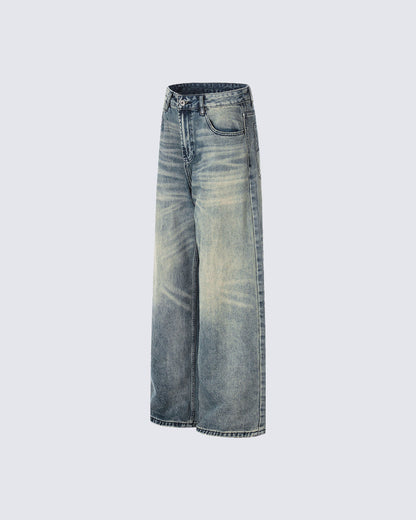 Vintage Washed Straight-Leg Jeans