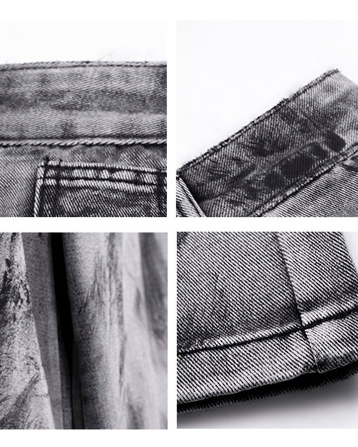 Vintage Ink Washed Wide Leg Jeans