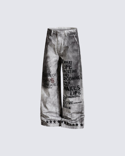 Street Hip-Hop Distressed Denim Jeans