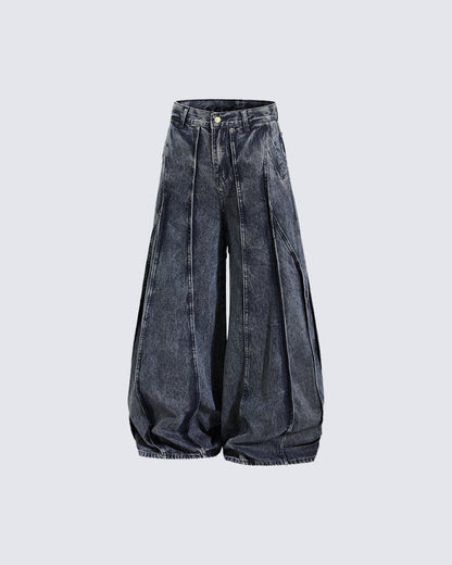 American Wash Patchwork Loose-Fit Denim Pants