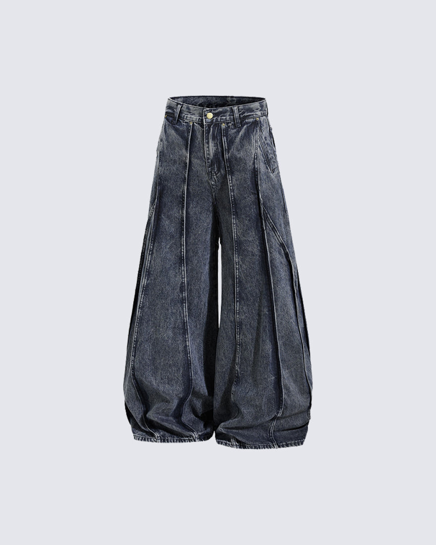 American Wash Patchwork Loose-Fit Denim Pants
