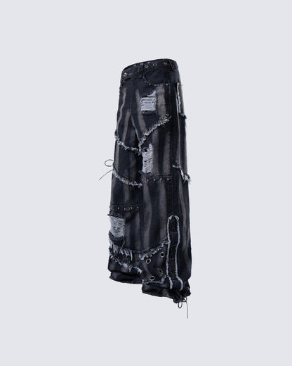 Heavy Distressed Washed Denim Jeans