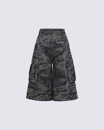 New Camo Layered Cargo Shorts