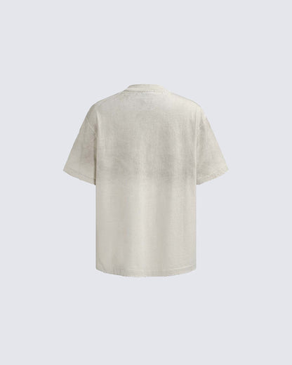 New Vintage Washed Letter Print T-Shirt