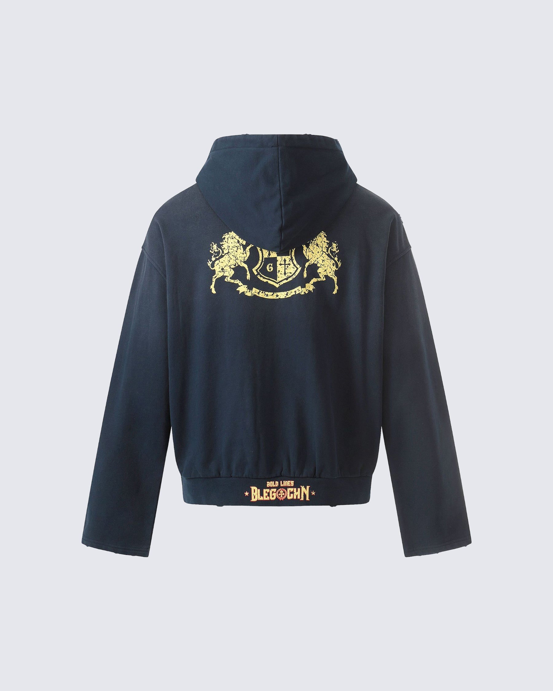 New Vintage Distressed Zipper Hoodie