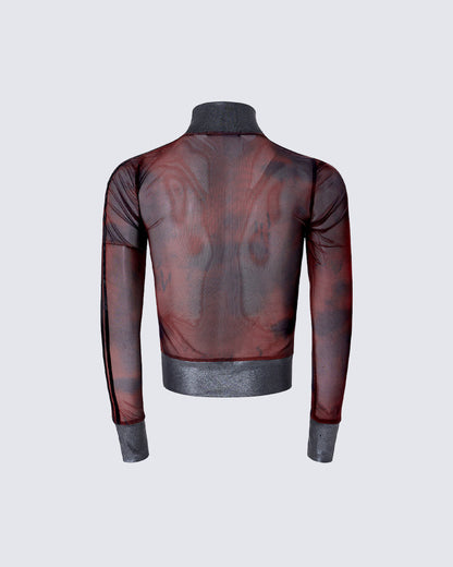Subculture Mesh Slim-Fit Long Sleeve Top