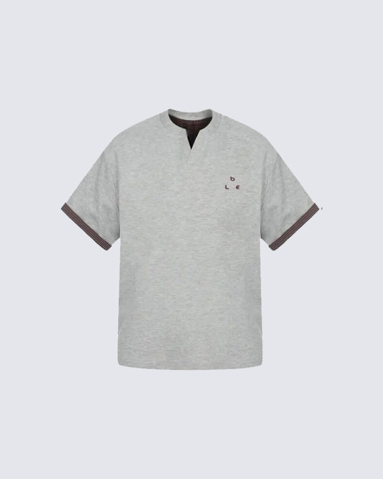 Minimal Contrast Trim V Neck Casual Short Sleeve