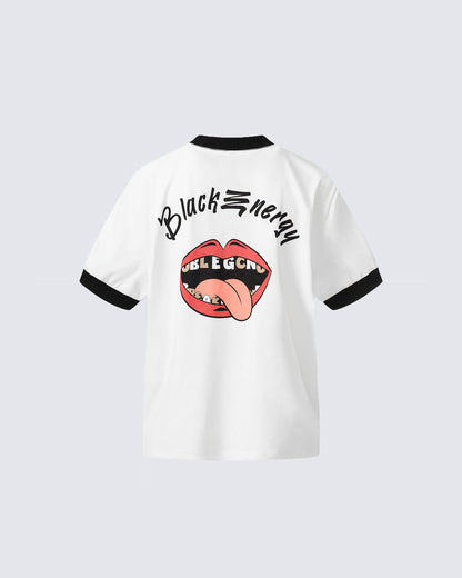 American Style Lip Print Regular-Shoulder T-Shirt