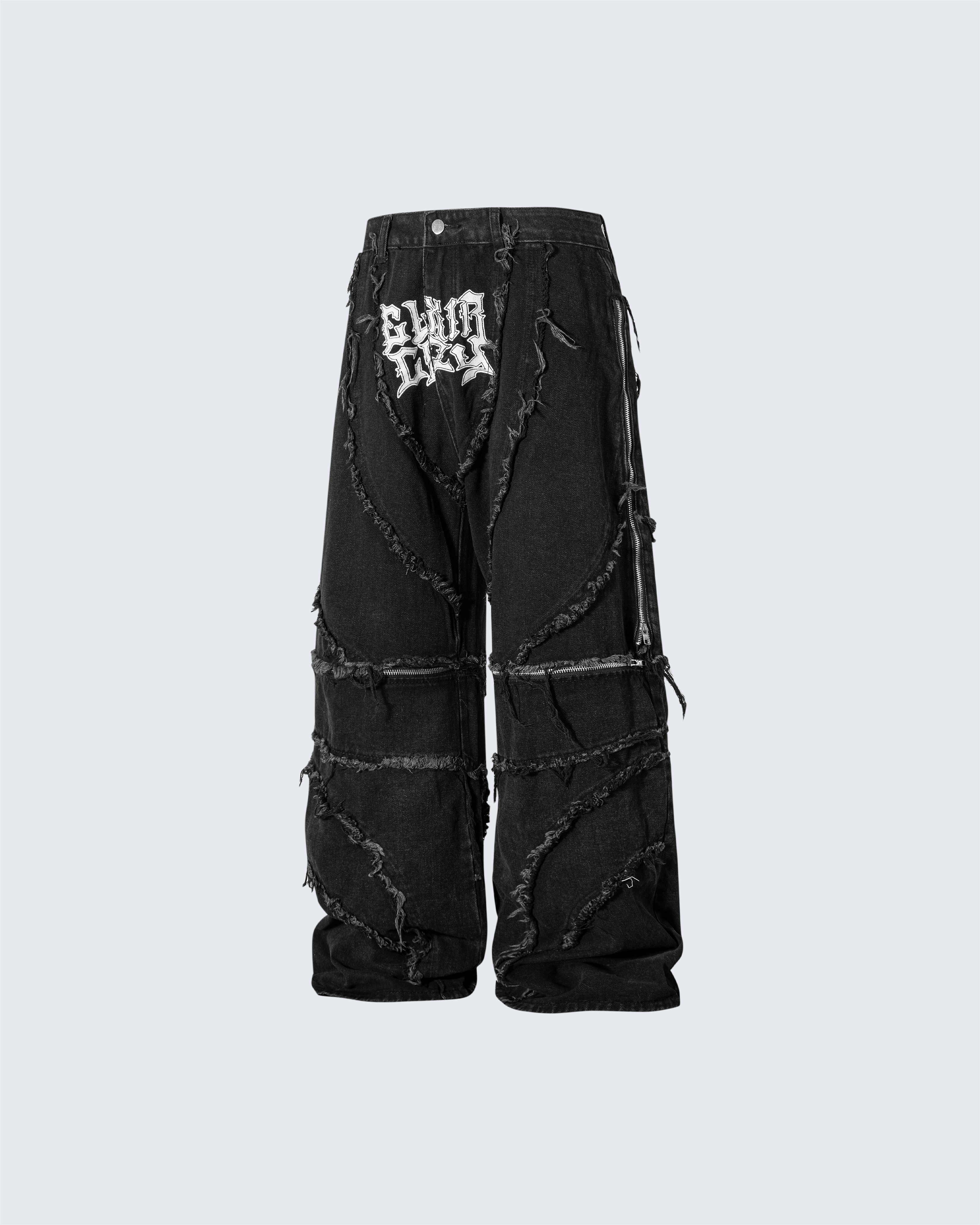 Gothic Spiral Distressed Convertible Jeans