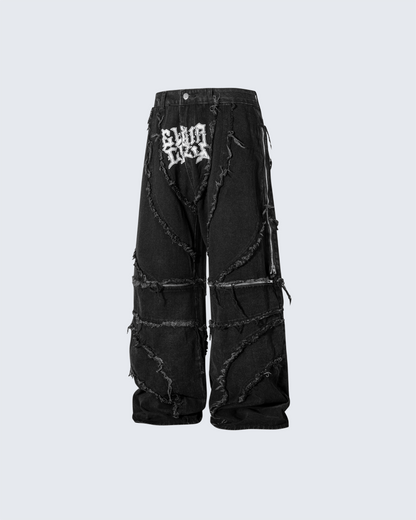 Gothic Spiral Distressed Convertible Jeans