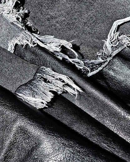 Deconstructed Layered Distressed Leather Jacket