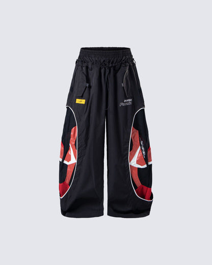 Street Colorblock Panel Loose Fit Wide Leg Pants
