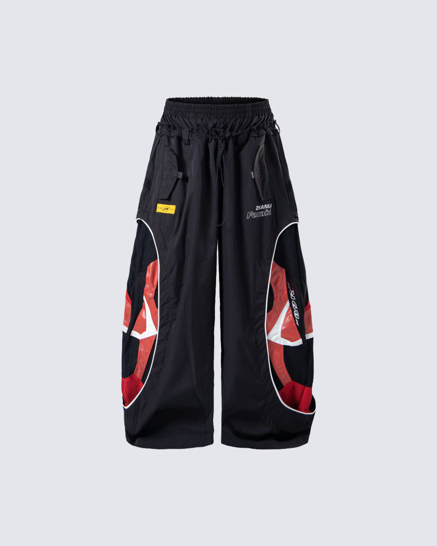 Street Colorblock Panel Loose Fit Wide Leg Pants