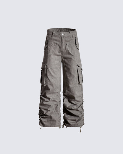 Side Drawstring Pleated Design Long Pants