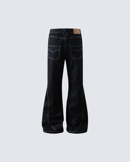 American High Street Flared Black Jeans