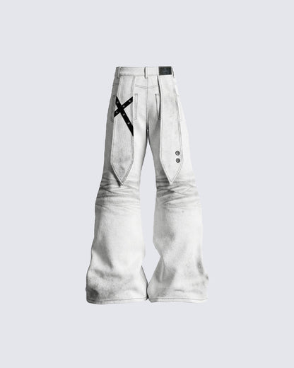 Post-Apocalyptic Flared Distressed Denim