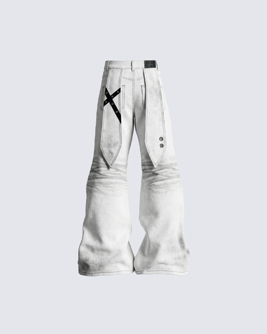 Post-Apocalyptic Flared Distressed Denim