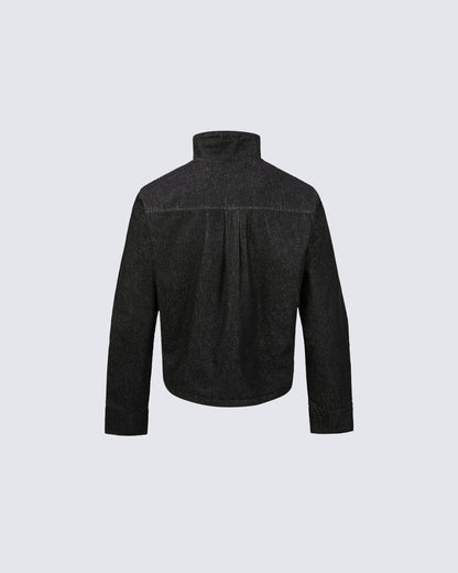 Cool Rugged Dual-Wear Raw Denim Jacket
