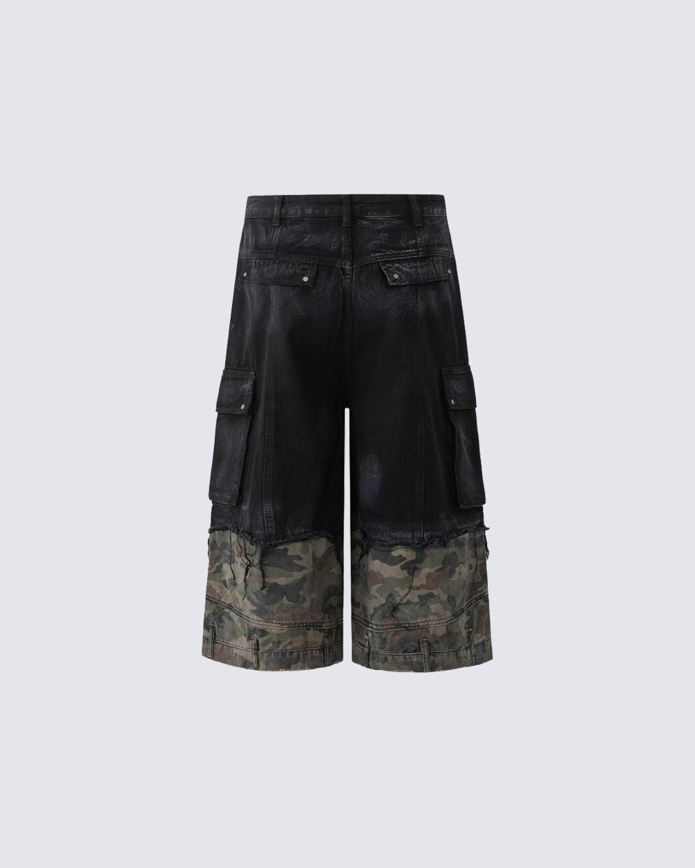 New Patchwork Camo Denim Cargo Shorts