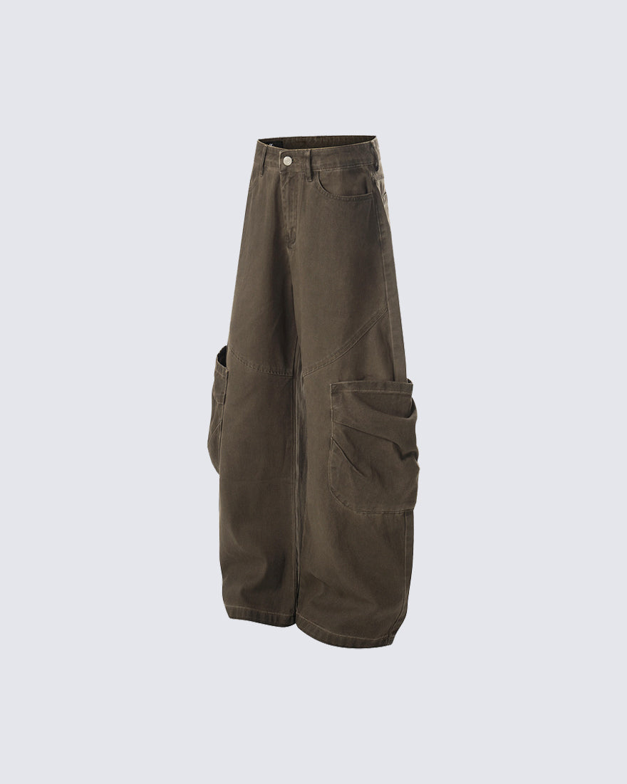 Vintage Washed Cargo Wide-Leg Scimitar Pants