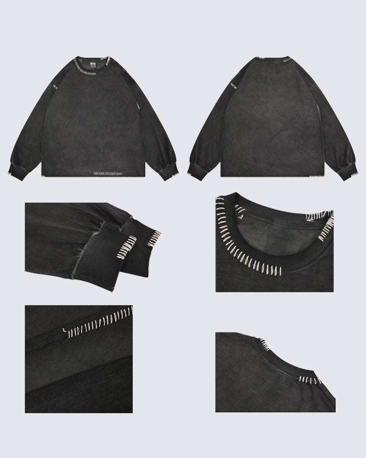 Hand-Stitched Washed Long Tee