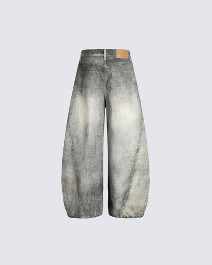 Vintage Washed Wide-Leg Jeans