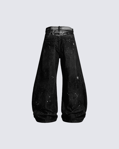 Distressed Hole High-Street Wide-Leg Pants