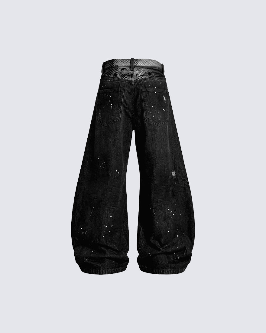 Distressed Hole High-Street Wide-Leg Pants