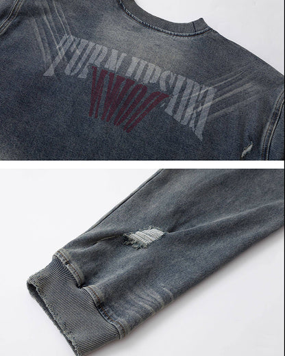 Vintage Washed Denim Bomber Jacket