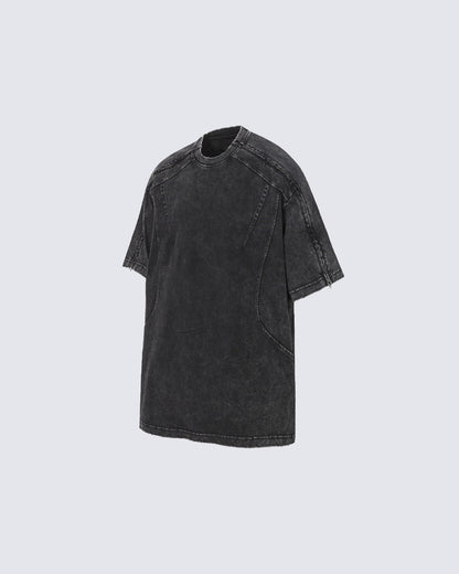 American Yabi Washed Distressed Design Short T-Shirt