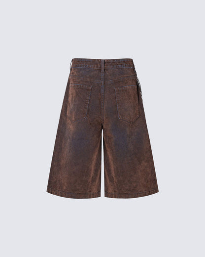 Brown Washed New Vintage Shorts