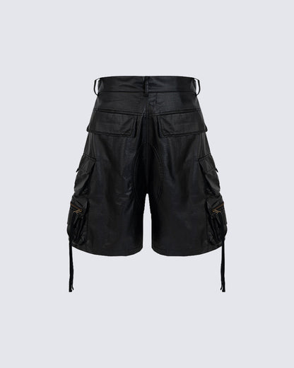 New Coated Zip Utility Cargo Shorts