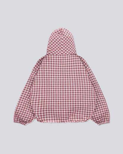 Retro Double-Hood Plaid Pullover Hoodie