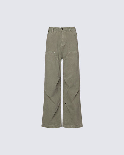 Minimal Rivet Panel Wide Leg Pants