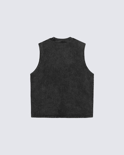 Graphic Sleeveless T-shirt with Skull Print