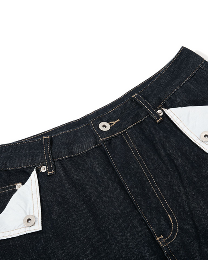 Wide Leg Denim Cargo Casual Pants
