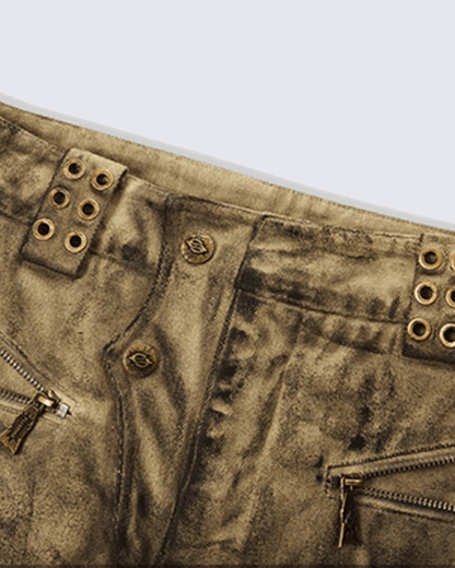 Tactical Textured Wide-Leg Cargo Pants