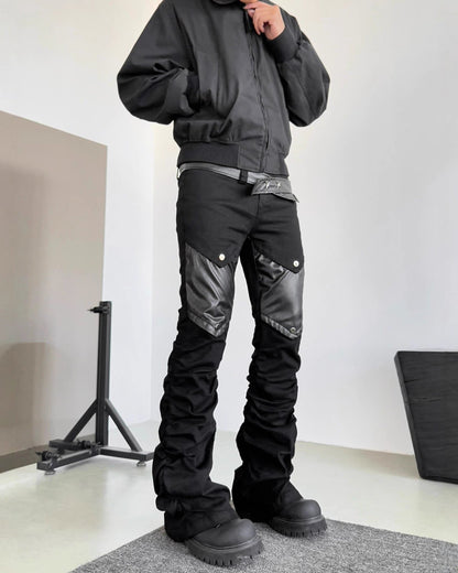 Retro Panel Stacked Cotton Pants