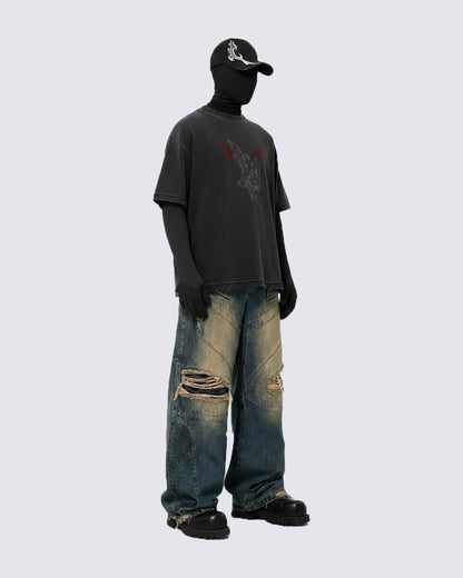 Gothic Angel Graphic Oversized T-shirt