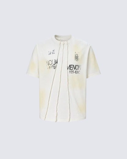 Retro Washed Unique Pleated Versatile T-Shirt