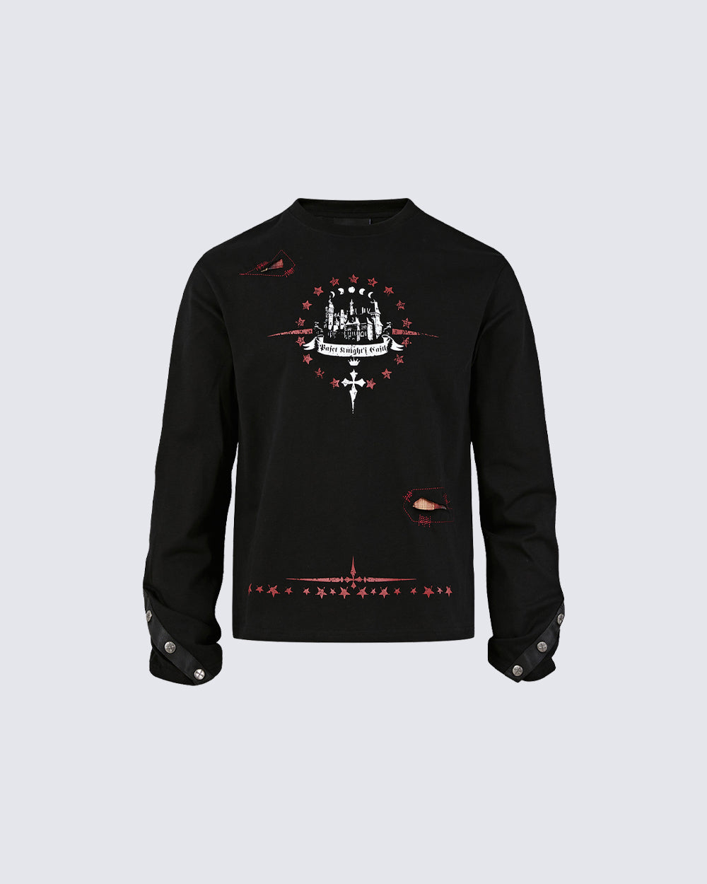 Gothic Subculture Printed Shoulder Long Sleeve