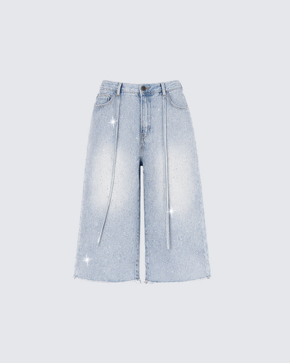 Sparkle Wash Wide Leg Jorts