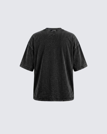 Vintage Washed Flame Graphic Street T-Shirt